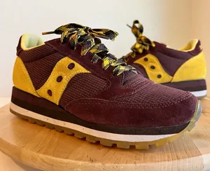 Saucony Jazz Maroon & Yellow Suede Leather Lace Up Sneakers Women's Size 8 thumbnail 1
