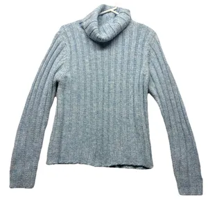 Y2K Aeropostale 2000s Womens size Large Blue Shimmer Sparkle Ribbed turtleneck thumbnail 1
