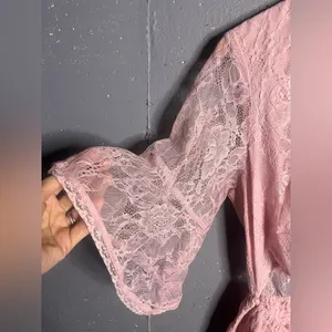 Free People LaLa Lace Mini Dress in Pink. Size Medium thumbnail 8