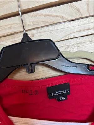 Trillogy Red Long Sleeve Scoop Neck Top with Star and Rhinestone Detail XL thumbnail 3