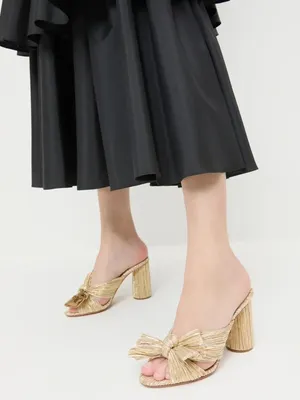 Loeffler Randall Penny Gold Pleated Bow Heel 6.5 thumbnail 2