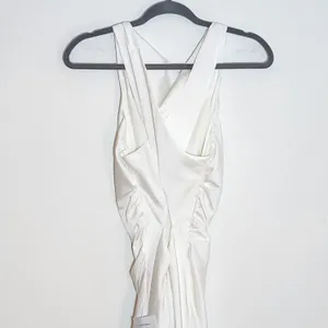 Lulus White Satin Draped Neck Sleeveless Dress Size Small NWT thumbnail 7