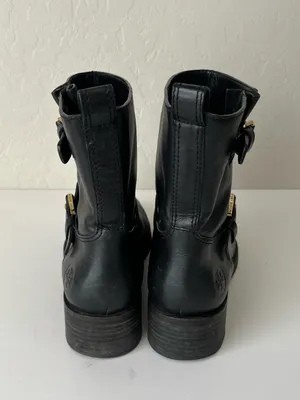 Tory Burch Bennie Buckled Leather Short Moto Boots Black Size Women’s 8.5 thumbnail 5