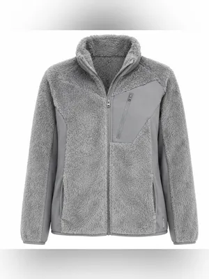 Columbia Gray High-Pile Fleece Full-Zip Jacket Women’s L thumbnail 2