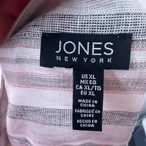 Jones New York Linen Gray Blue Stripes Lightweight JACKET/Blazer SIZE XL EUC thumbnail 8