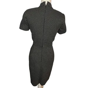 NWT JCrew Mock Neck Jacquered Sheath Dress Black/ Metallic Gold Short Sleeve Siz thumbnail 4