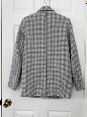 Abercrombie & Fitch Houndstooth Blazer Coat XS Classic Preppy Old Money Gray thumbnail 3