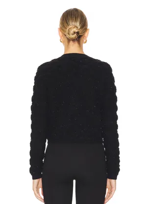 Revolve Line & Dot Black Textured Knit Cardigan with Gold Buttons thumbnail 2