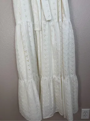 Roberta Vintage 70’s White Cotton Eyelet Lace Tiered Maxi Sundress 7 Cottage thumbnail 12