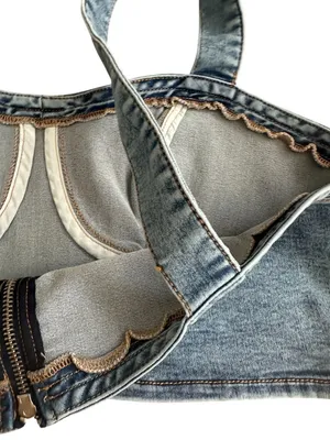 LOVE TRENDS Denim Crop Tank Top Size Medium NEW NWT thumbnail 2