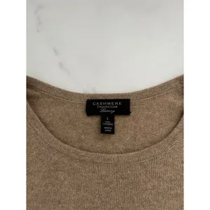 Charter Club Luxury Cashmere Crewneck Sweater Tan Sz Large Minimalist Classic thumbnail 3