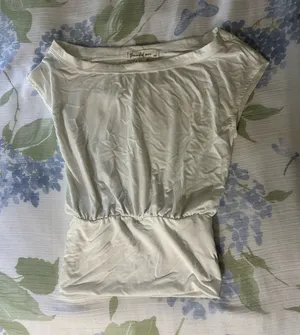 Threaded rose white wide neck cropped blouse Size XXS thumbnail 1