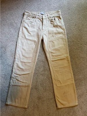 ZARA Cream Straight Leg Cargo Pants thumbnail 2