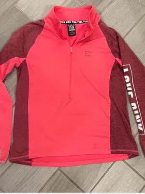 PINK Victoria's Secret Hot Pink & Maroon Half-Zip Pullover thumbnail 3
