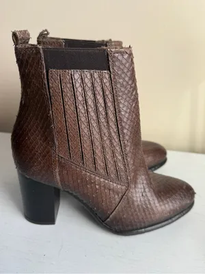 Firenze New Size 6 M 36 Brown Reptile Textured Leather Pointy Toe Boots Booties thumbnail 2