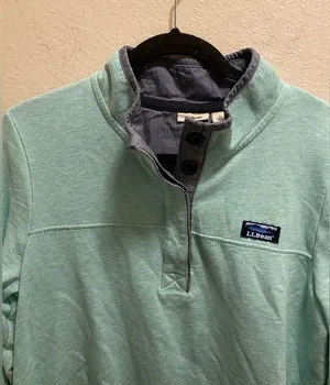 LL Bean Women’s Soft Cotton Rugby Pullover in Aqua. thumbnail 3