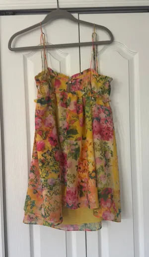 Yellow Floral mini dress Size M thumbnail 1