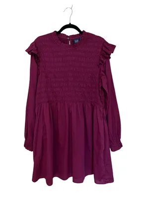 NEW GAP Smocked Ruffle Sleeve Mini Dress in Huckleberry - Size XL thumbnail 3