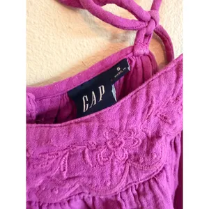 Gap Swing Dress Size S Purple Cattelya Orchid‎ Cotton Gauze Embroidered Boho thumbnail 6