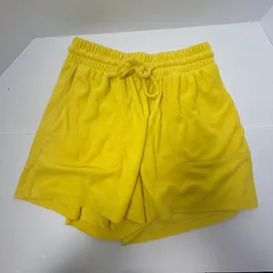 Zenana Yellow Terry Cloth Drawstring Shorts‎ High Rise Pockets TP-5128AB Large thumbnail 5