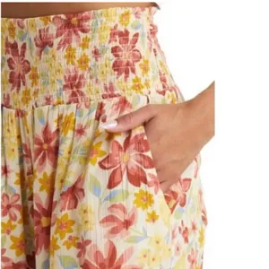 NEW billabong smooth sailing smocked high waist floral print pants S thumbnail 3