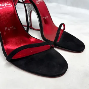 Christian Louboutin Arch Queen Strass Suede Stiletto Sandal Heels Sexy Black 38 thumbnail 5