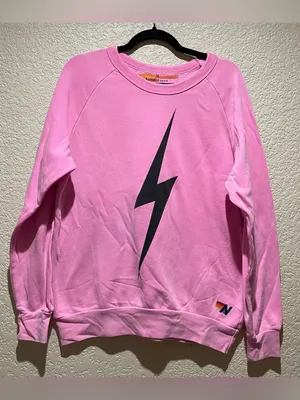 Aviator Nation Bolt Crew Logo Sweatshirt Crewneck Neon Pink Size M thumbnail 5
