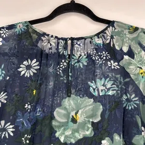 Ann Taylor Loft Navy Blue Winter Garden Floral Flounce Dress Size S‎ Feminine thumbnail 6