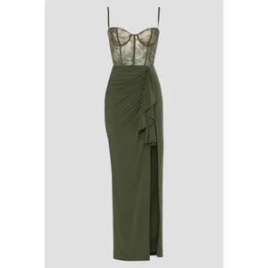 Katie May Willow Olive Green Lace Bustier Maxi Formal Gown Dress Sz XL thumbnail 5