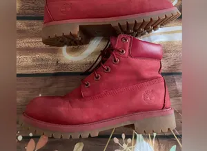 Timberland Cherry Red Leather Boots thumbnail 1