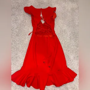 Hello Molly Orange Ruffle Mini Dress Womens Size Small thumbnail 3