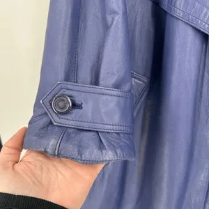 Wilsons Leather Trench Coat Womens M Blue Thinsulate Zip Lining Vintage 90s thumbnail 3