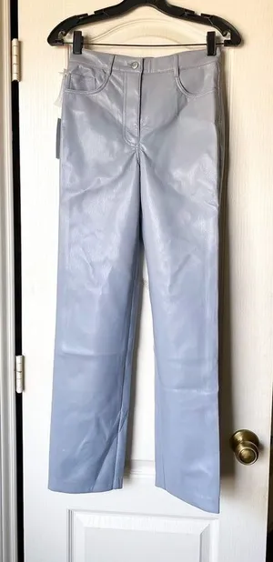 Aritzia Pant Melina High-Rise Straight-Leg‎ Vegan-Leather Marble Grey 2 NWT thumbnail 1