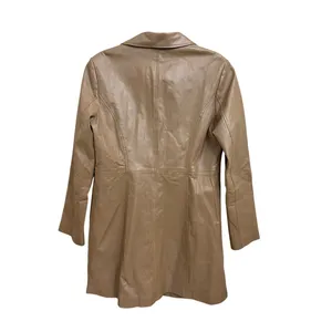 Chadwicks of Boston Vintage VTG Champagne Tan Leather Trench Jacket Size 10 thumbnail 2