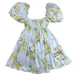 For Love & Lemons Serafina Yellow Lemons Mini Dress Womens S thumbnail 2