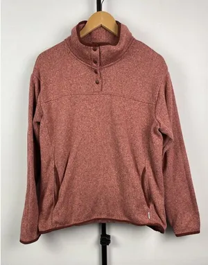 Eddie Bauer Antique Rose Radiator Fleece 2.0 Snap Mock Neck‎ Pullover Sweater XL thumbnail 1