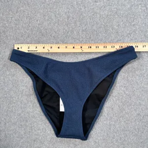 J.Crew Textured Curved Waist Cheeky Bikini Swim Bottom Size Large Blue BC050 New thumbnail 2