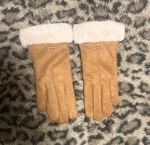 Fashion Gloves Faux-Shearling Cuff Suede thumbnail 1