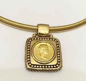 Vintage Gold tone Coin Medallion Necklace thumbnail 10