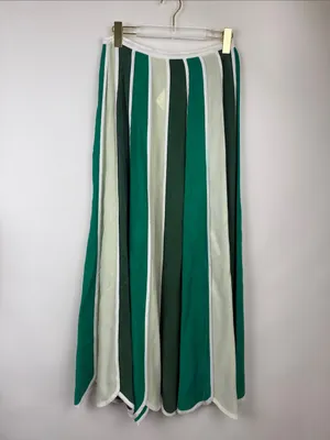 Free People Green & White Stripe Inez Skirt Set Size Small Crop Halter Top thumbnail 4