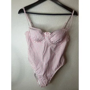 Solid & Striped Gingham High Leg Cheeky Balconette One piece Swimsuit NEW MEDIUM thumbnail 2