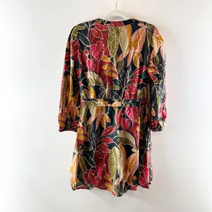 Velvet by Graham & Spencer Tessa Leaves Print Puff Sleeve Mini Dress Multi XS thumbnail 5
