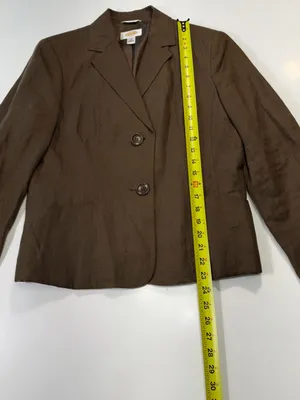 Talbots 100% Linen Brown Tailored Blazer Size 10 thumbnail 3