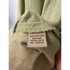 Vintage Olive Green 100% Cotton Sleeveless V-Neck Babydoll Mini Dress thumbnail 8