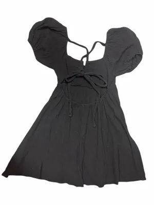 Princess Polly Black Mini Babydoll Dress Open Tie Back Muslin Cotton Gauze 6 thumbnail 8