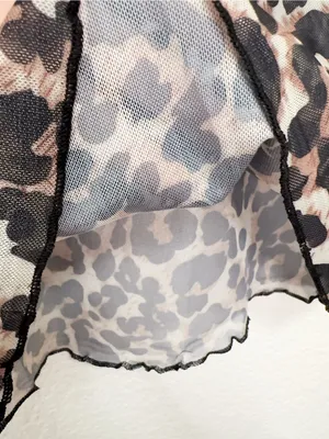 Miss Sparkling Leopard Print Sheer Mesh Mock Neck Long Sleeve Top XL thumbnail 6