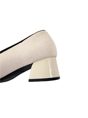 Vivaia Julie Pro Round Toe Chunky Heels in Black Beige Size 36 thumbnail 13