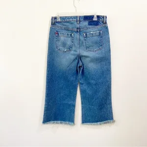 BDG Betty High Rise Distressed Raw Hem Wide Leg Cropped Culotte‎ Jeans Sz 28 thumbnail 3