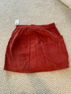 Charlotte Russe Women's Corduroy Button-Front Mini Skirt in Rust thumbnail 2