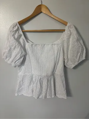 Nine Britton Plus Size White Eyelet Blouse thumbnail 4